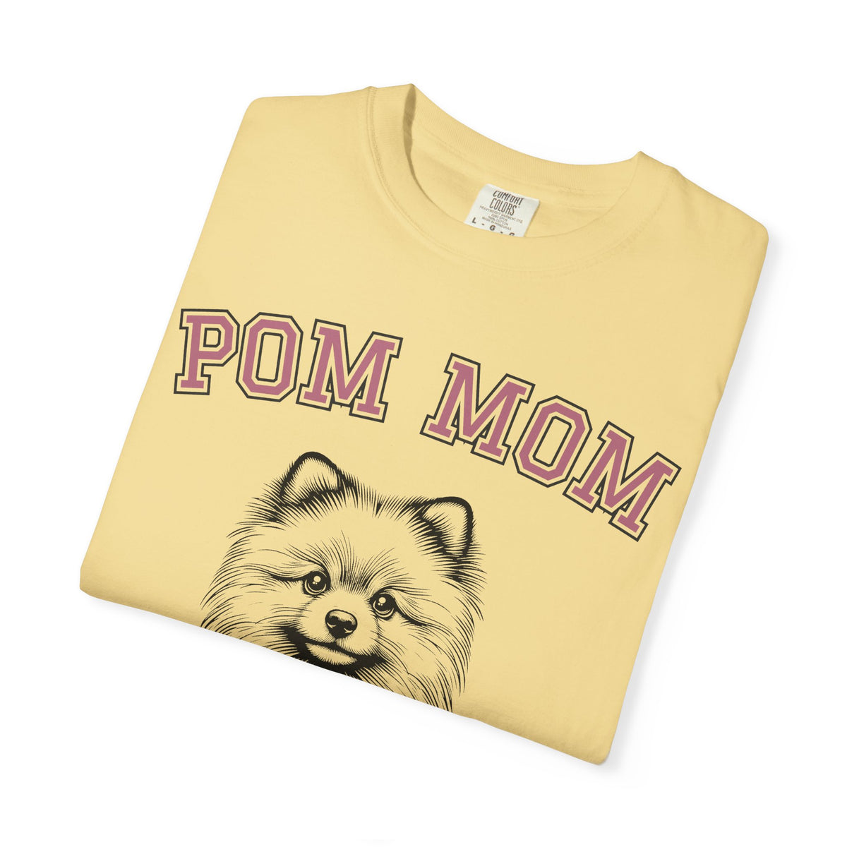 Pom Mom, Varsity - Comfort Colors | Trendy Women's T-Shirt. Direct to Garment. Printed & Shipped in the USA. Unisex Sizes.
