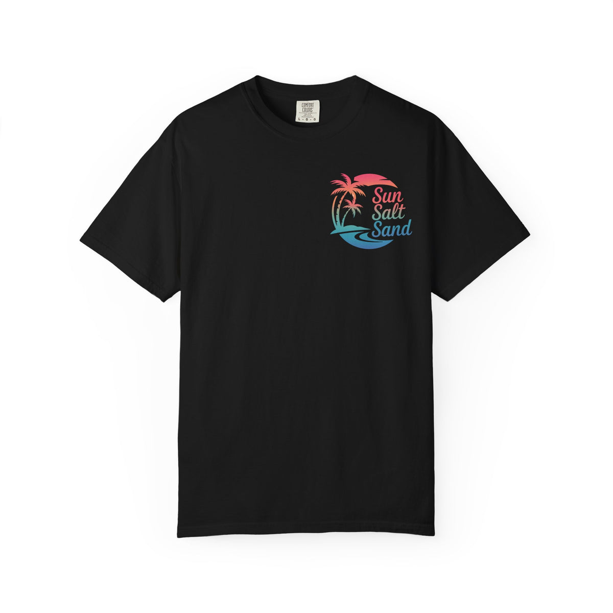 Sun Salt Sand, Beach Sunset - Front & Back Print - Comfort Colors | Trendy Women's and Men's T-Shirt. Direct to Garment. Printed & Shipped in the USA. Unisex Sizes.