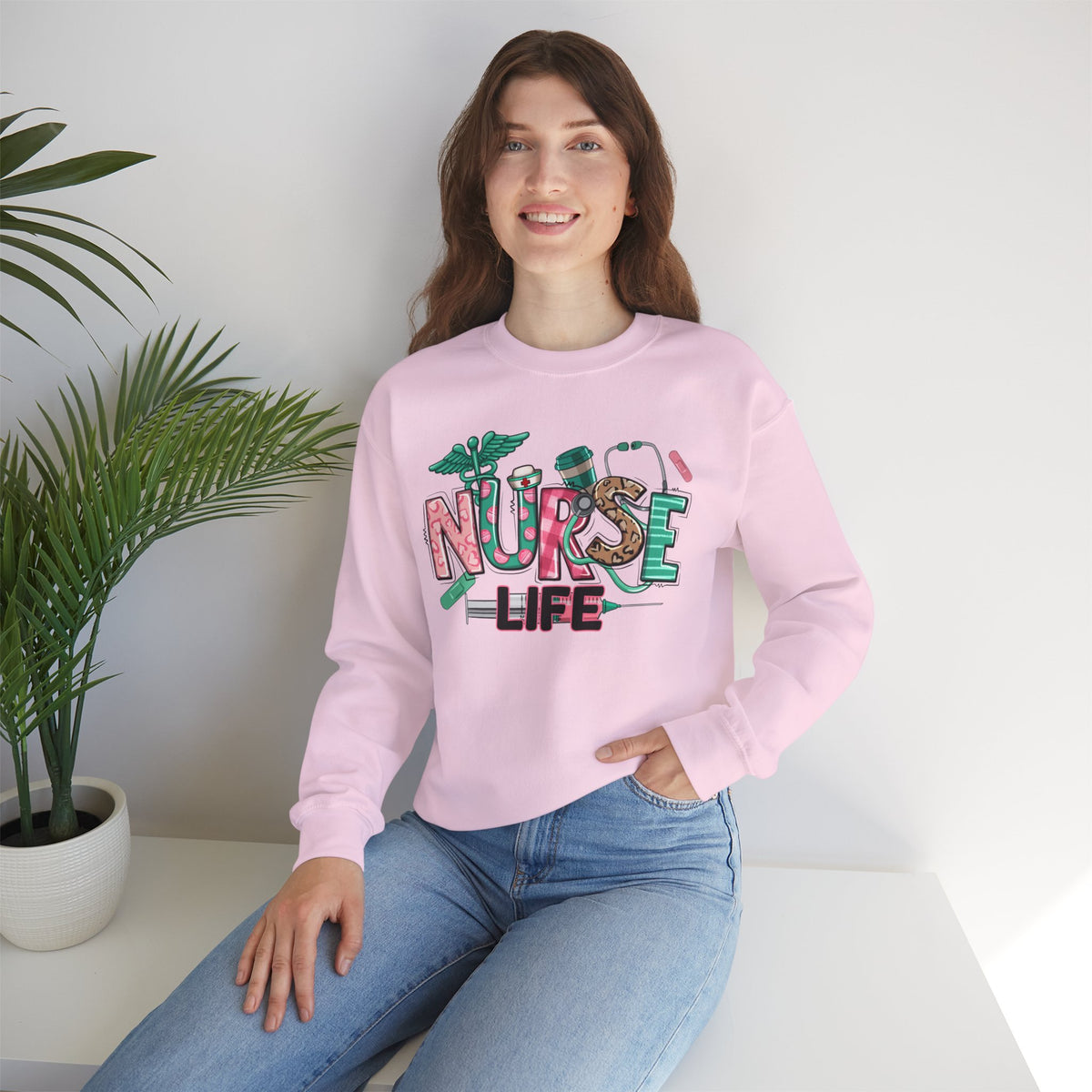 Nurse Life Cute Preppy Healthcare – Gildan Heavy Blend | Trendy Women’s Soft Sweatshirt. Direct to Garment. Printed & Shipped in the USA. Unisex Sizes.