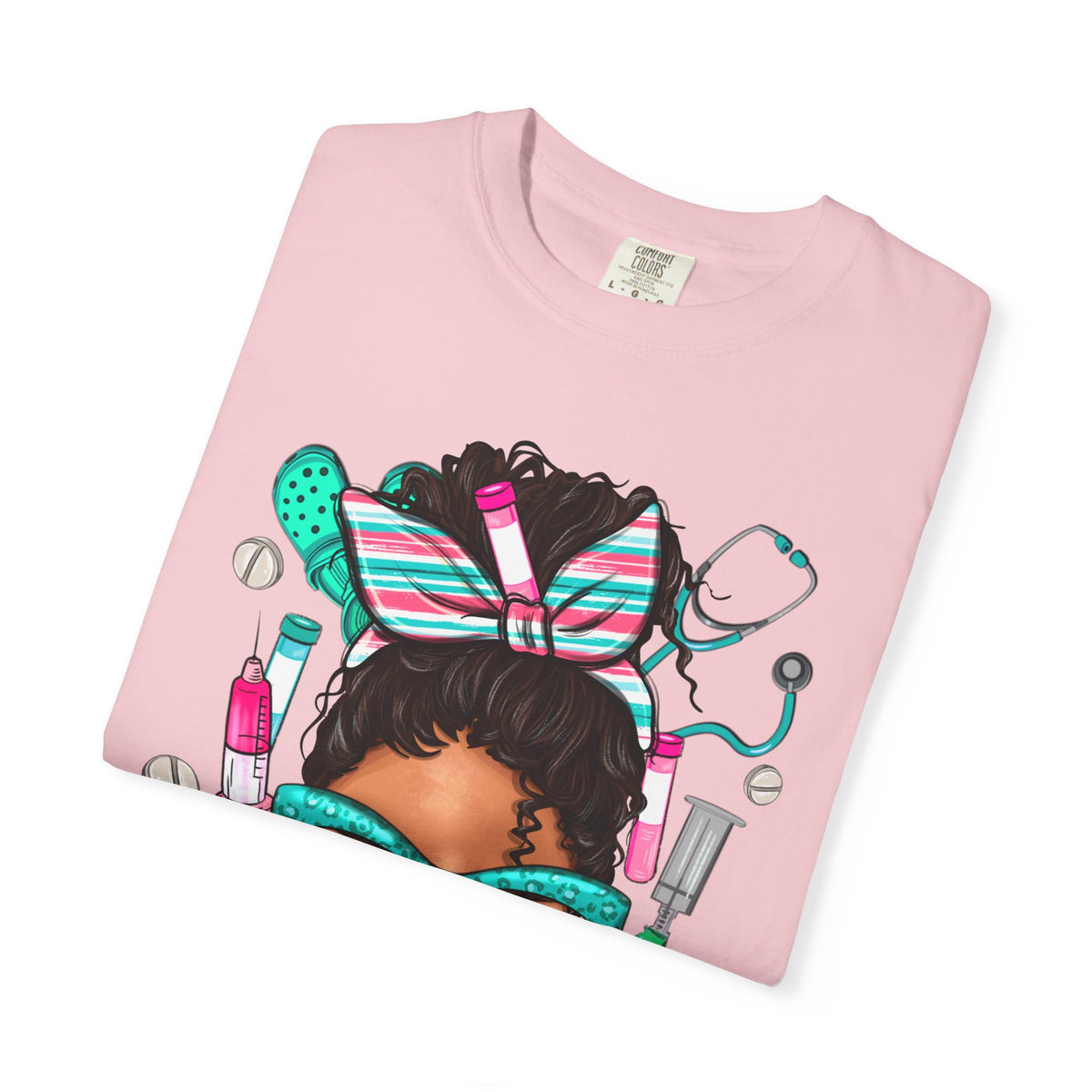 Phlebotomist Life, Messy Bun - Comfort Colors | Trendy Women's T-Shirt. Direct to Garment. Printed & Shipped in the USA. Unisex Sizes.