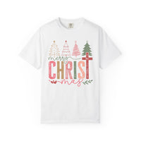 Merry ChrisTmas Christian Faith Graphic - Comfort Colors | Trendy Women's T-Shirt. Direct to Garment. Printed & Shipped in the USA. Unisex Sizes.