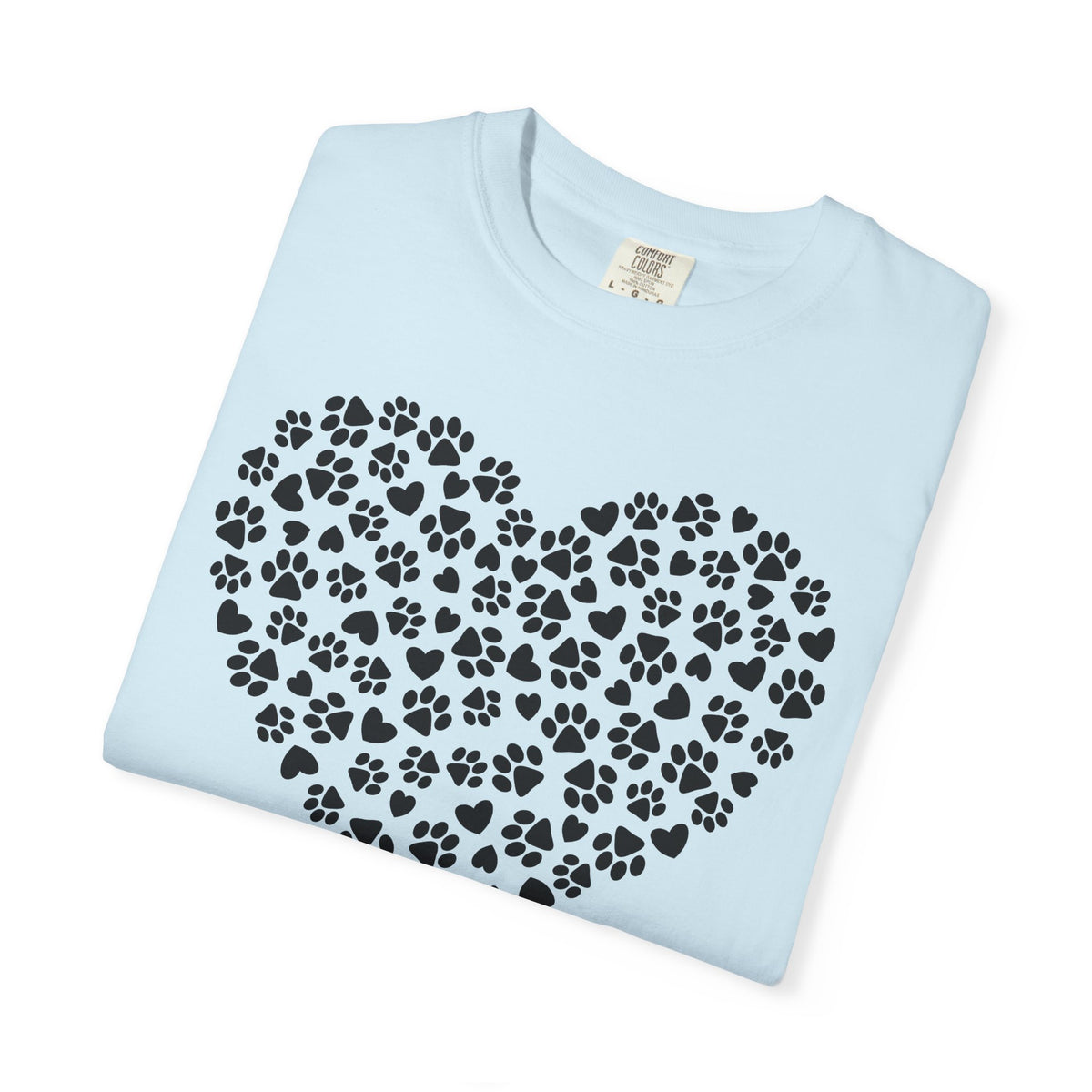 Dog Paw Heart - Comfort Colors | Trendy Women's T-Shirt. Direct to Garment. Printed & Shipped in the USA. Unisex Sizes.