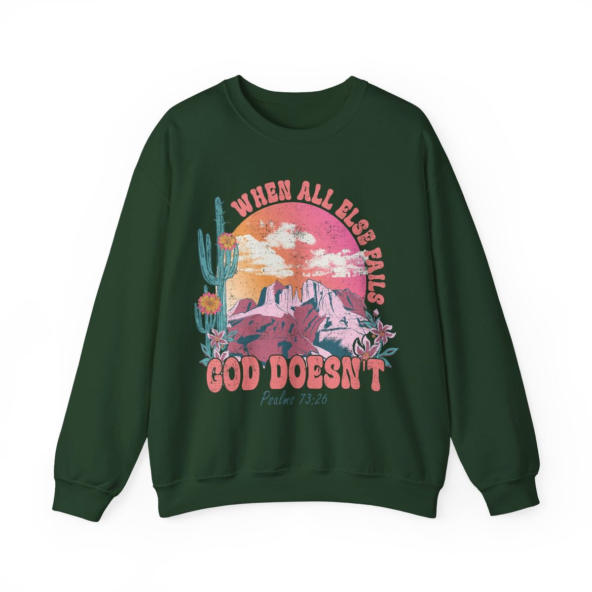 When All Else Fails, God Doesn't, Vintage – Gildan Heavy Blend | Trendy Women’s Soft Sweatshirt. Direct to Garment. Printed & Shipped in the USA. Unisex Sizes.