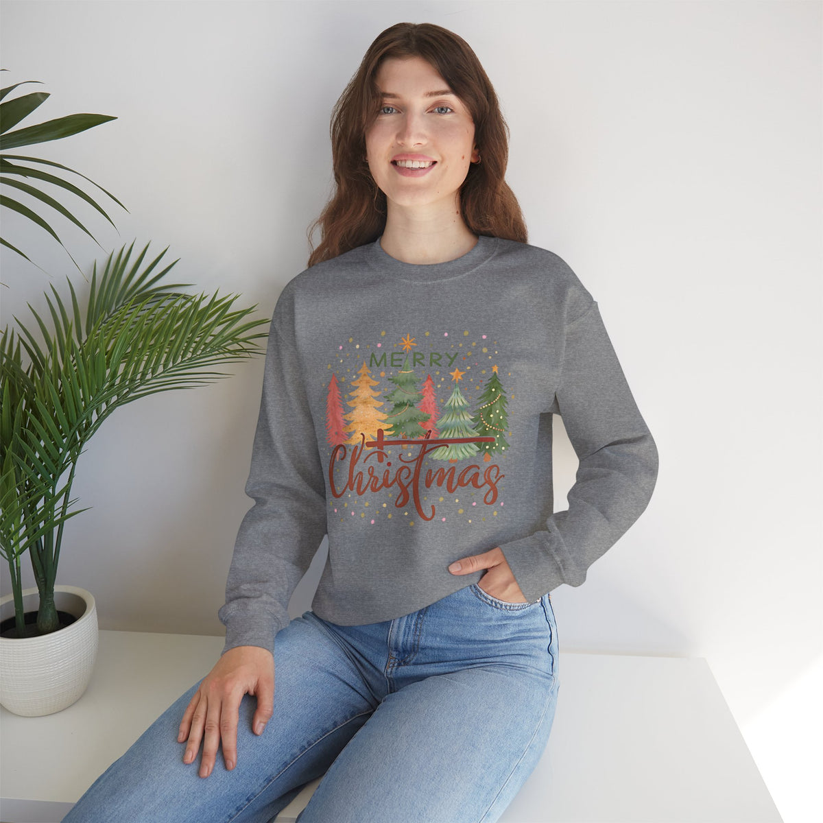 Merry ChrisTmas - Christian Faith – Gildan Heavy Blend | Trendy Women’s Soft Sweatshirt. Direct to Garment. Printed & Shipped in the USA. Unisex Sizes.