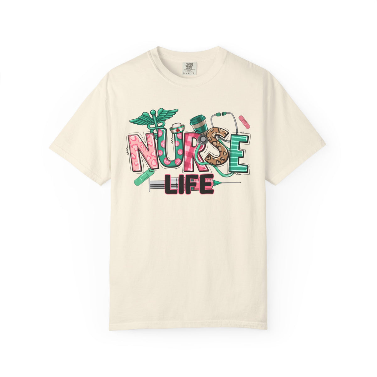 Nurse Life Cute Preppy Healthcare - Comfort Colors | Trendy Women's T-Shirt. Direct to Garment. Printed & Shipped in the USA. Unisex Sizes.