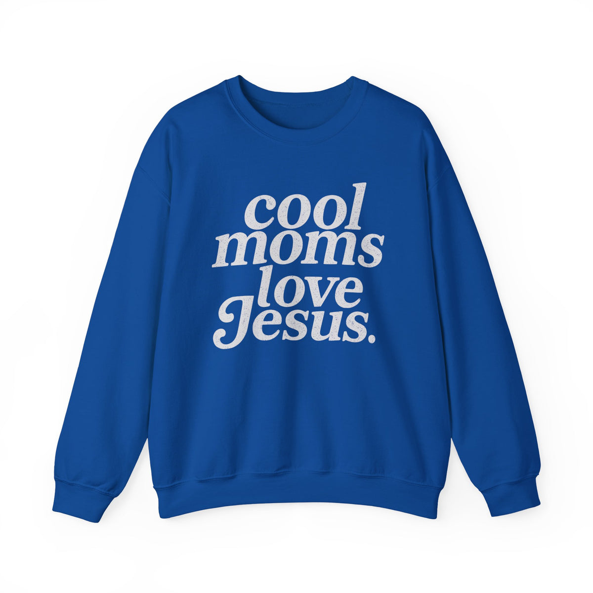 Cool Moms Love Jesus – Gildan Heavy Blend | Trendy Women’s Soft Sweatshirt. Direct to Garment. Printed & Shipped in the USA. Unisex Sizes.