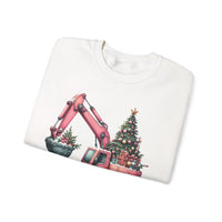 Excavator Merry Christmas Construction – Gildan Heavy Blend | Trendy Women’s Soft Sweatshirt. Direct to Garment. Printed & Shipped in the USA. Unisex Sizes.