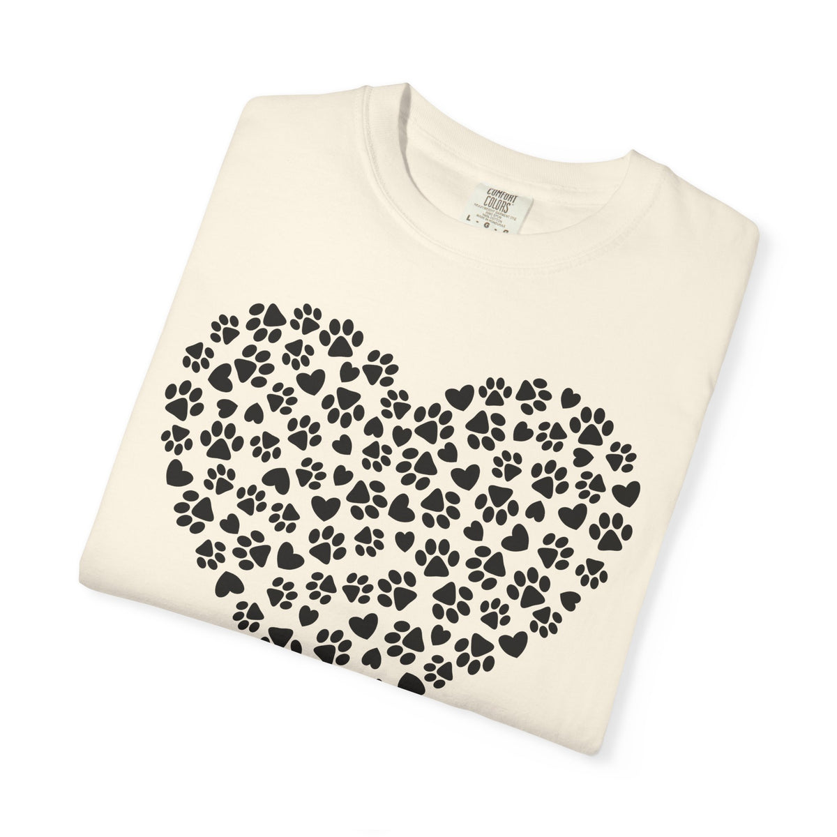 Dog Paw Heart - Comfort Colors | Trendy Women's T-Shirt. Direct to Garment. Printed & Shipped in the USA. Unisex Sizes.