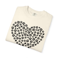 Dog Paw Heart - Comfort Colors | Trendy Women's T-Shirt. Direct to Garment. Printed & Shipped in the USA. Unisex Sizes.