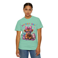 Birthday Girl, Highland Cow - Comfort Colors | Trendy Women's T-Shirt. Direct to Garment. Printed & Shipped in the USA. Unisex Sizes.