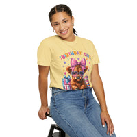 Birthday Girl, Highland Cow - Comfort Colors | Trendy Women's T-Shirt. Direct to Garment. Printed & Shipped in the USA. Unisex Sizes.