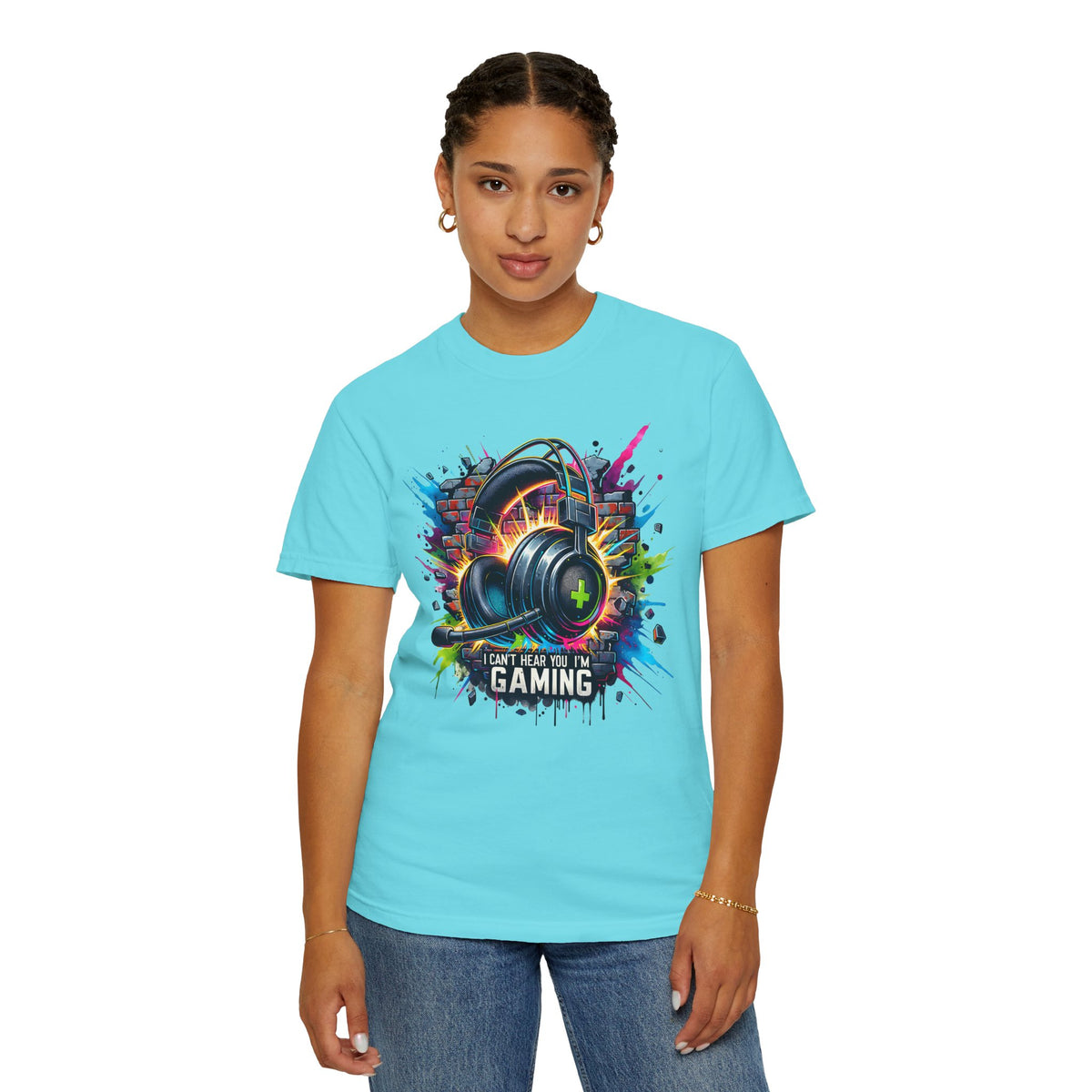 Gaming Headset I Can't Hear You, I'm Gaming - Comfort Colors | Trendy Men's And Women's T-Shirt. Direct to Garment. Printed & Shipped in the USA. Unisex Sizes.