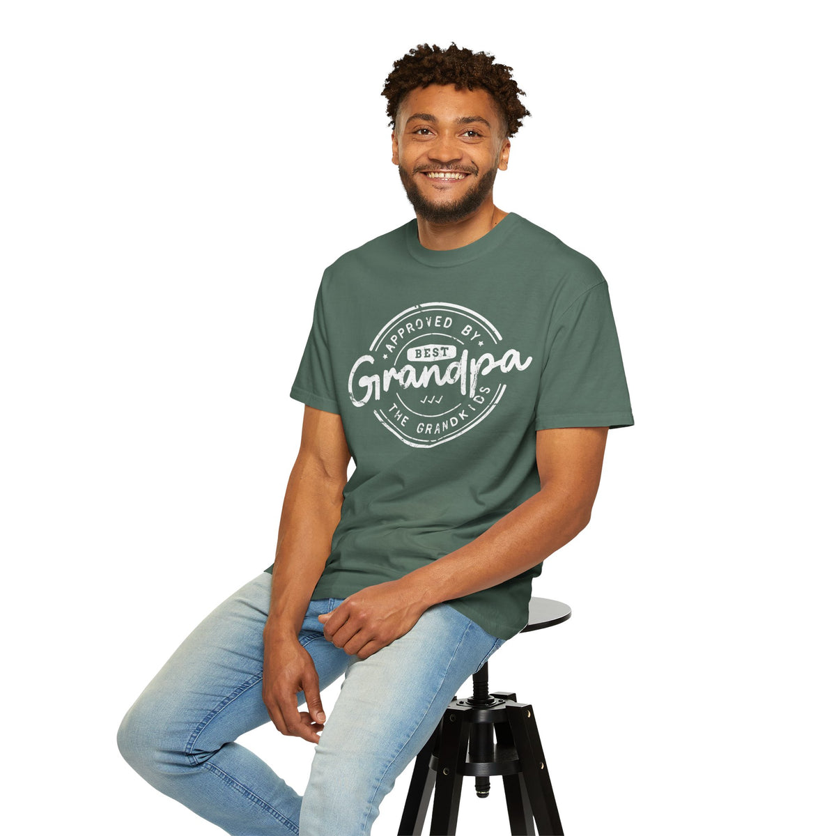 Best Grandpa, Approved by the Grandkids - Comfort Colors | Trendy Men's T-Shirt. Direct to Garment. Printed & Shipped in the USA. Unisex Sizes.