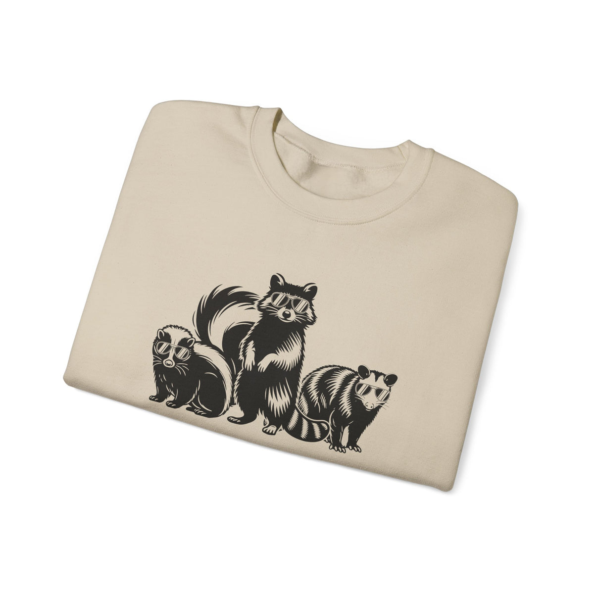 Stay Trashy, Skunk Raccoon Possum – Gildan Heavy Blend | Trendy Women’s and Men's Soft Sweatshirt. Direct to Garment. Printed & Shipped in the USA. Unisex Sizes.