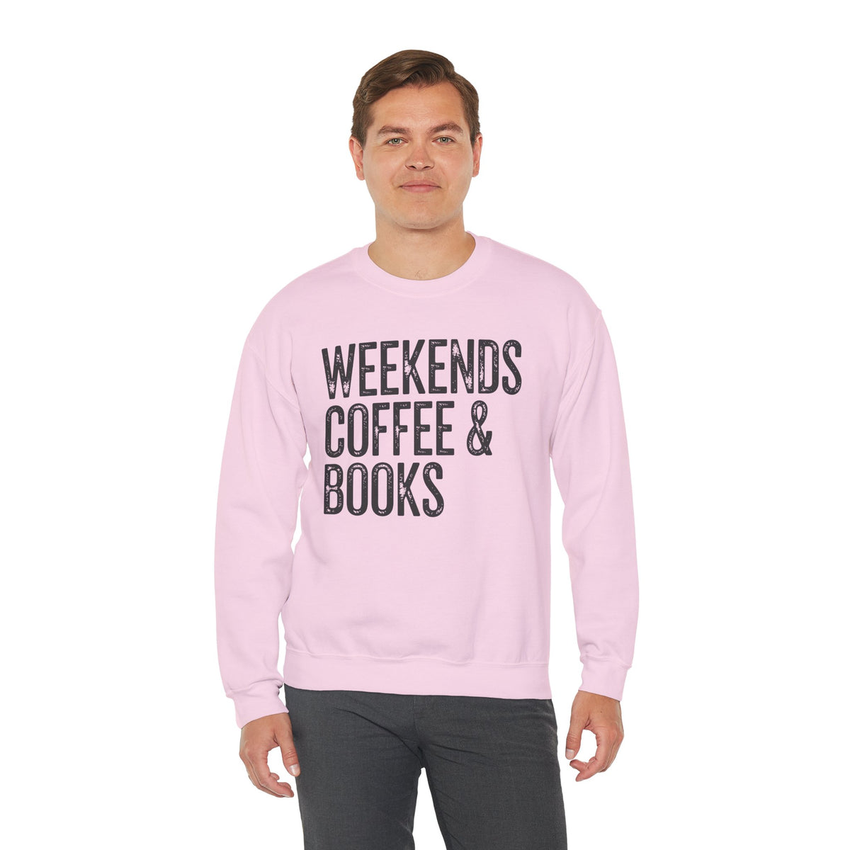 Weekends, Coffee & Books, Vintage – Gildan Heavy Blend | Trendy Women’s and Men's Soft Sweatshirt. Direct to Garment. Printed & Shipped in the USA. Unisex Sizes.