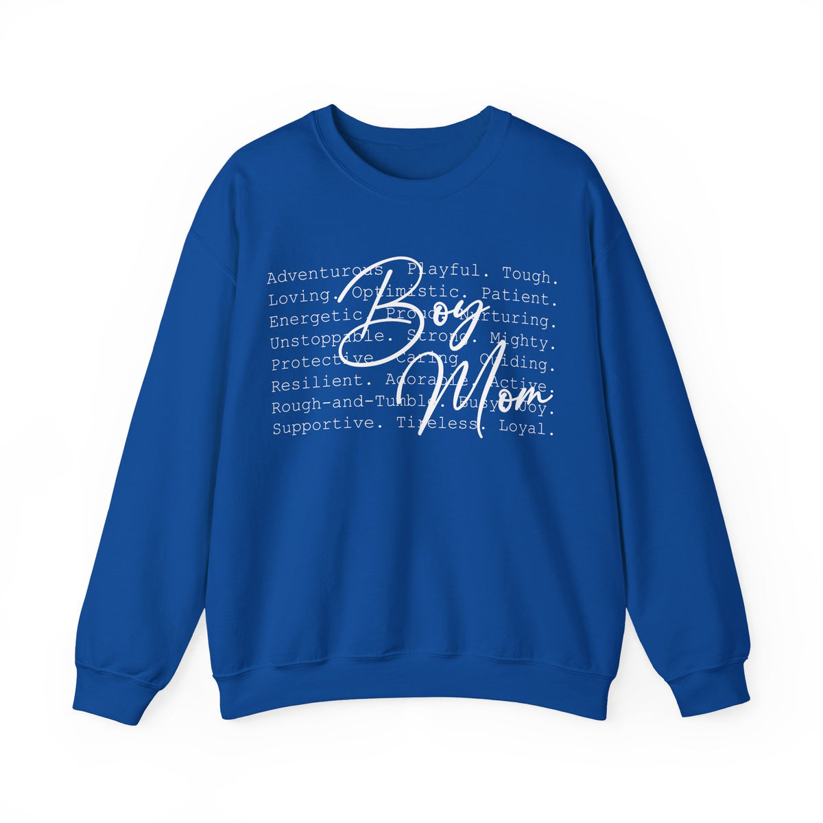 Boy Mom Typography – Gildan Heavy Blend | Trendy Women’s Soft Sweatshirt. Direct to Garment. Printed & Shipped in the USA. Unisex Sizes.