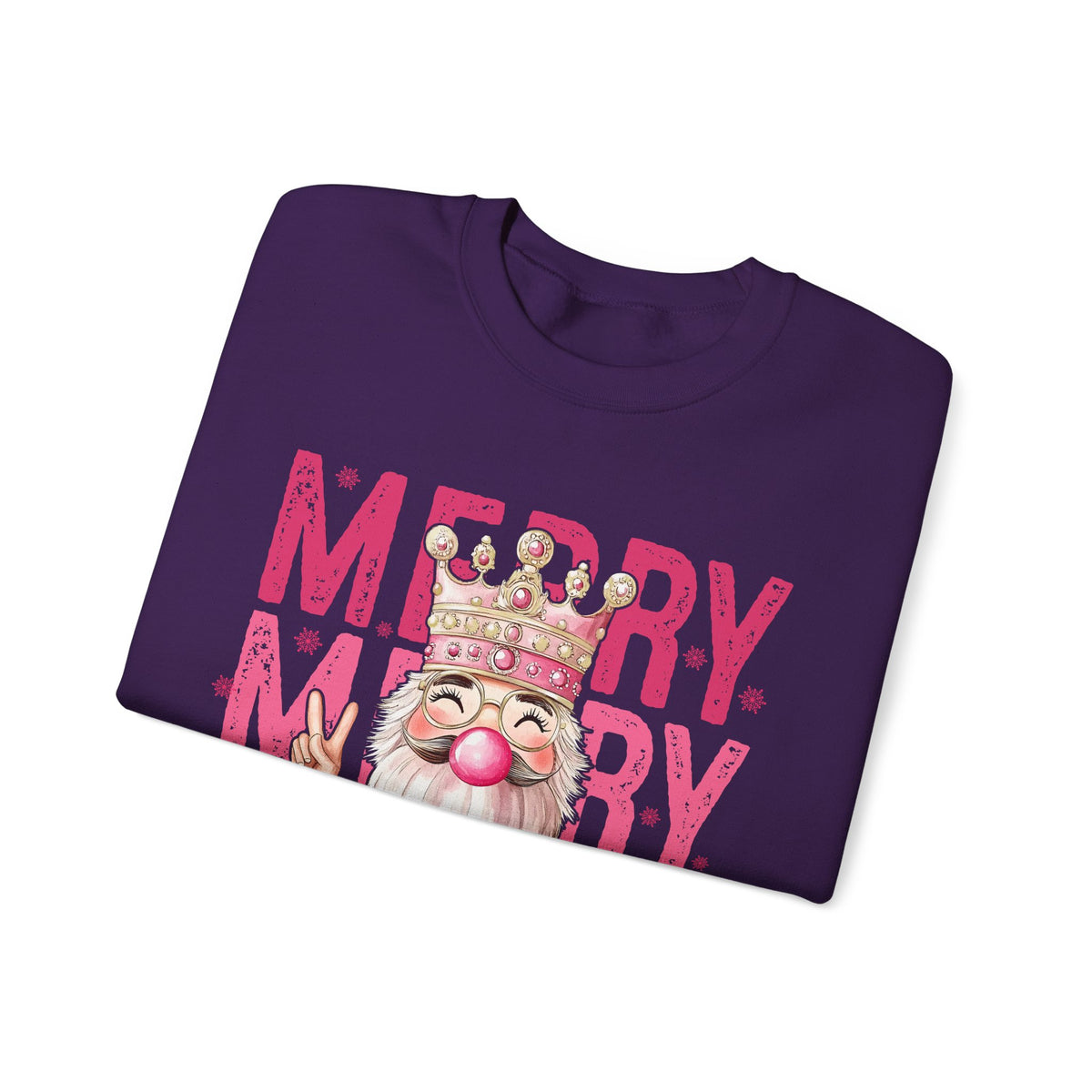 Merry Christmas - Cute Pink Bubblegum Nutcracker – Gildan Heavy Blend | Trendy Women’s Soft Sweatshirt. Direct to Garment. Printed & Shipped in the USA. Unisex Sizes.