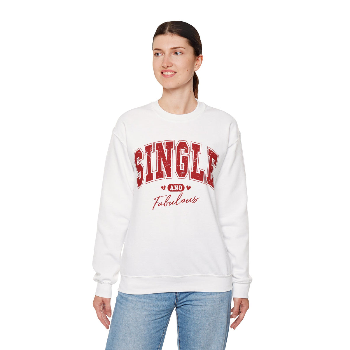 Single and Fabulous - Varsity – Gildan Heavy Blend | Trendy Women’s Soft Sweatshirt. Direct to Garment. Printed & Shipped in the USA. Unisex Sizes.