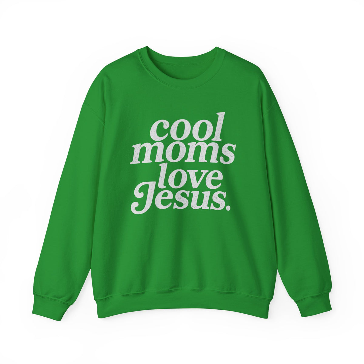 Cool Moms Love Jesus – Gildan Heavy Blend | Trendy Women’s Soft Sweatshirt. Direct to Garment. Printed & Shipped in the USA. Unisex Sizes.