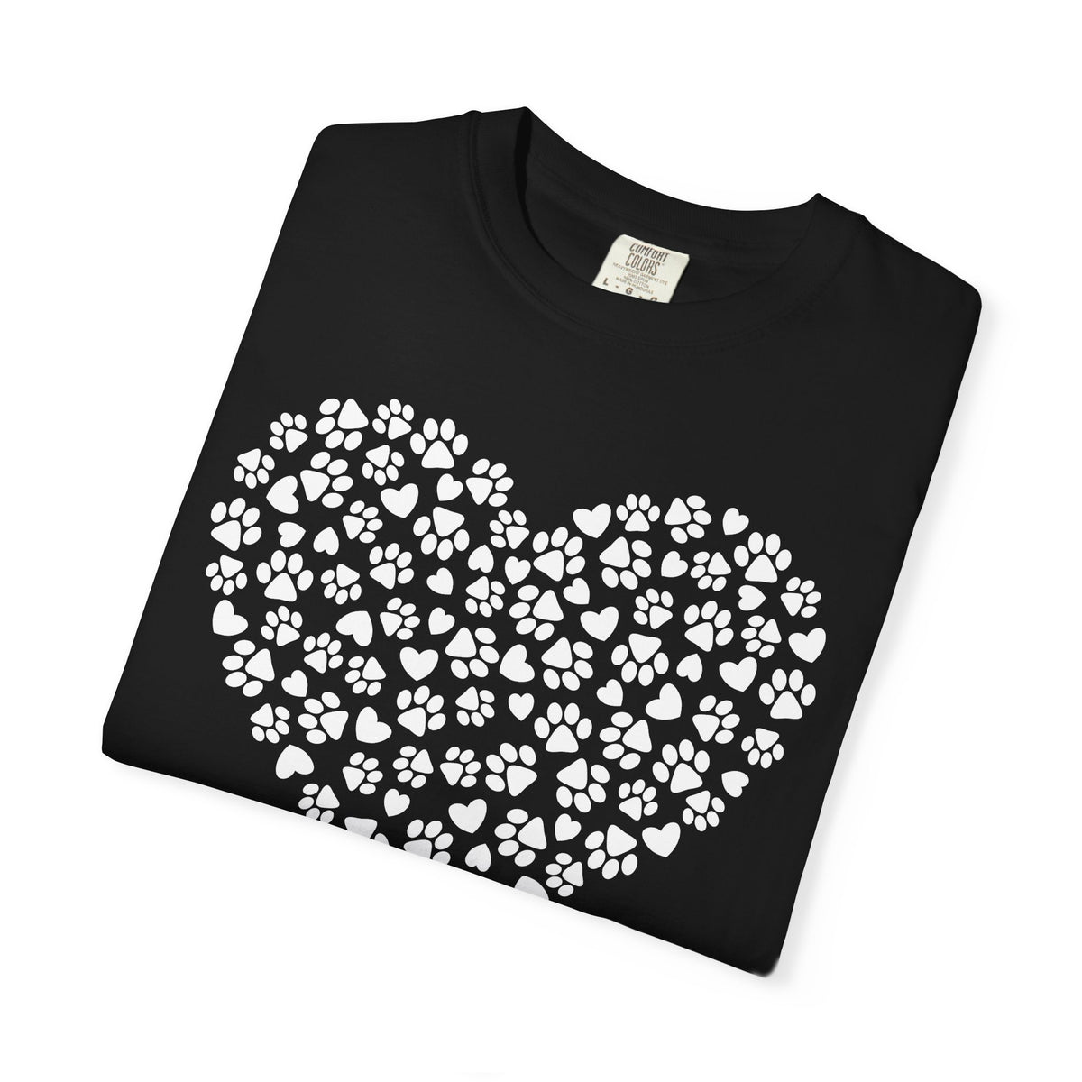 Dog Paw Heart - Comfort Colors | Trendy Women's T-Shirt. Direct to Garment. Printed & Shipped in the USA. Unisex Sizes.