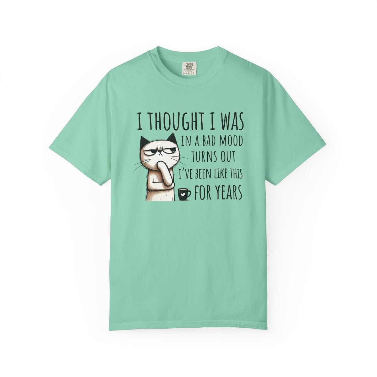 I Thought I Was In A Bad Mood, Grumpy Cat - Comfort Colors | Trendy Men's and Women's T-Shirt. Direct to Garment. Printed & Shipped in the USA. Unisex Sizes.