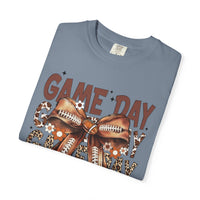 Game Day - Football Bow - Comfort Colors | Trendy Women's T-Shirt. Direct to Garment. Printed & Shipped in the USA. Unisex Sizes.
