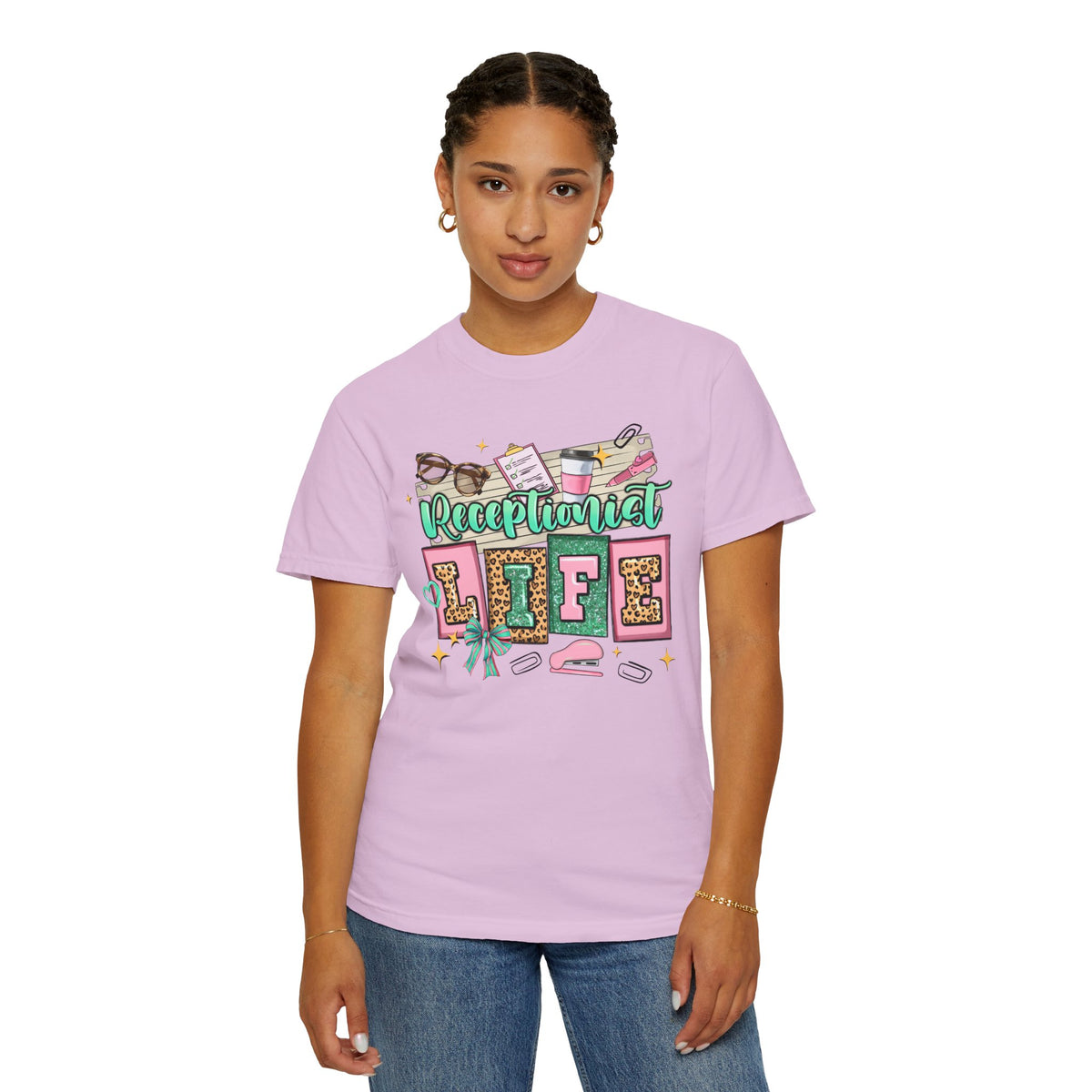 Receptionist Life - Comfort Colors | Trendy Women's T-Shirt. Direct to Garment. Printed & Shipped in the USA. Unisex Sizes.