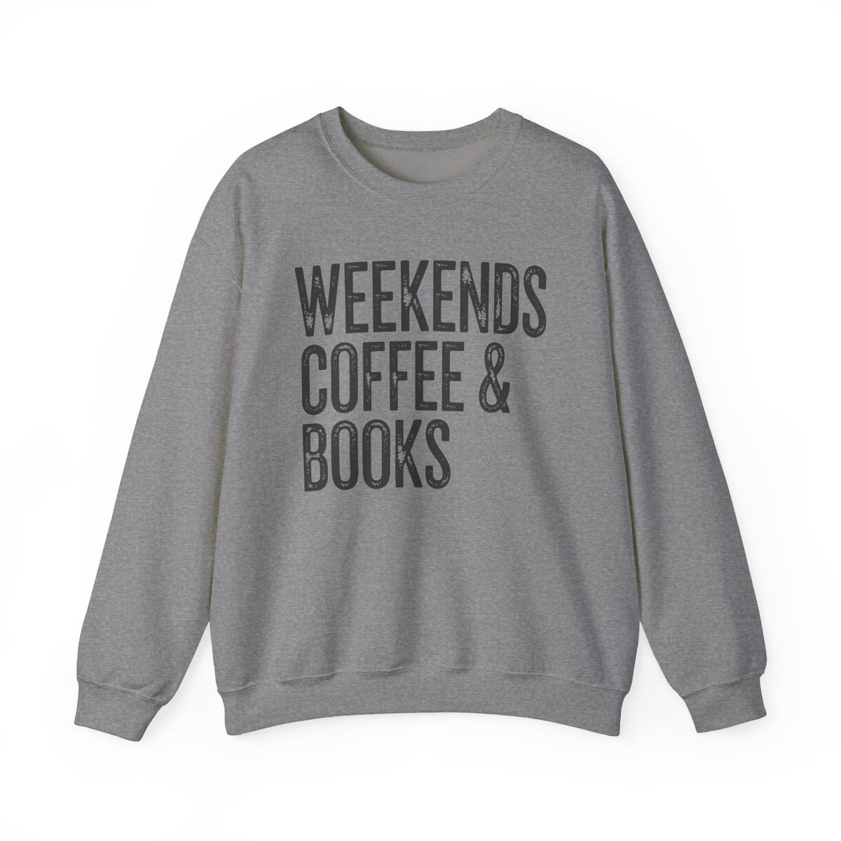 Weekends, Coffee & Books, Vintage – Gildan Heavy Blend | Trendy Women’s and Men's Soft Sweatshirt. Direct to Garment. Printed & Shipped in the USA. Unisex Sizes.