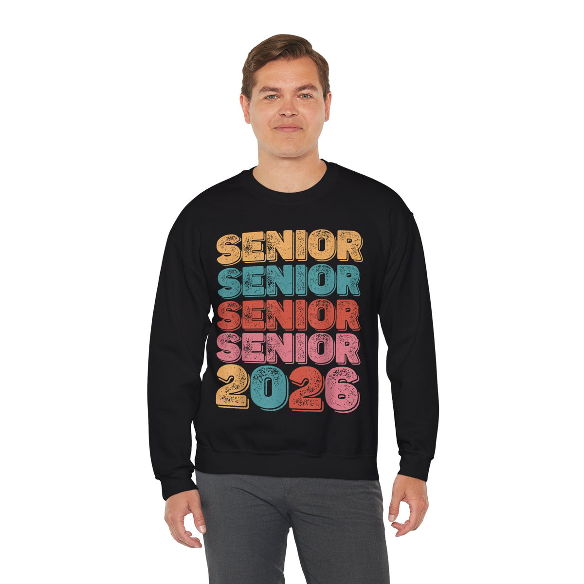 Senior Class of 2026 Retro – Gildan Heavy Blend | Trendy Men's and Women’s Soft Sweatshirt. Direct to Garment. Printed & Shipped in the USA. Unisex Sizes.