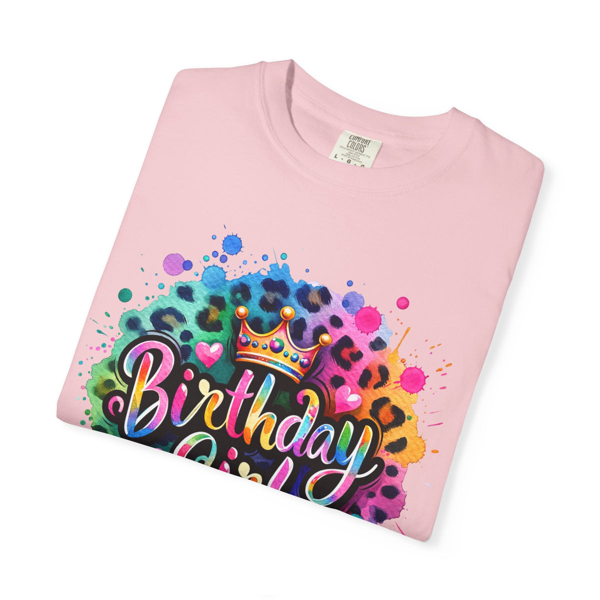 Birthday Girl, Neon Leopard - Comfort Colors | Trendy Women's T-Shirt. Direct to Garment. Printed & Shipped in the USA. Unisex Sizes.
