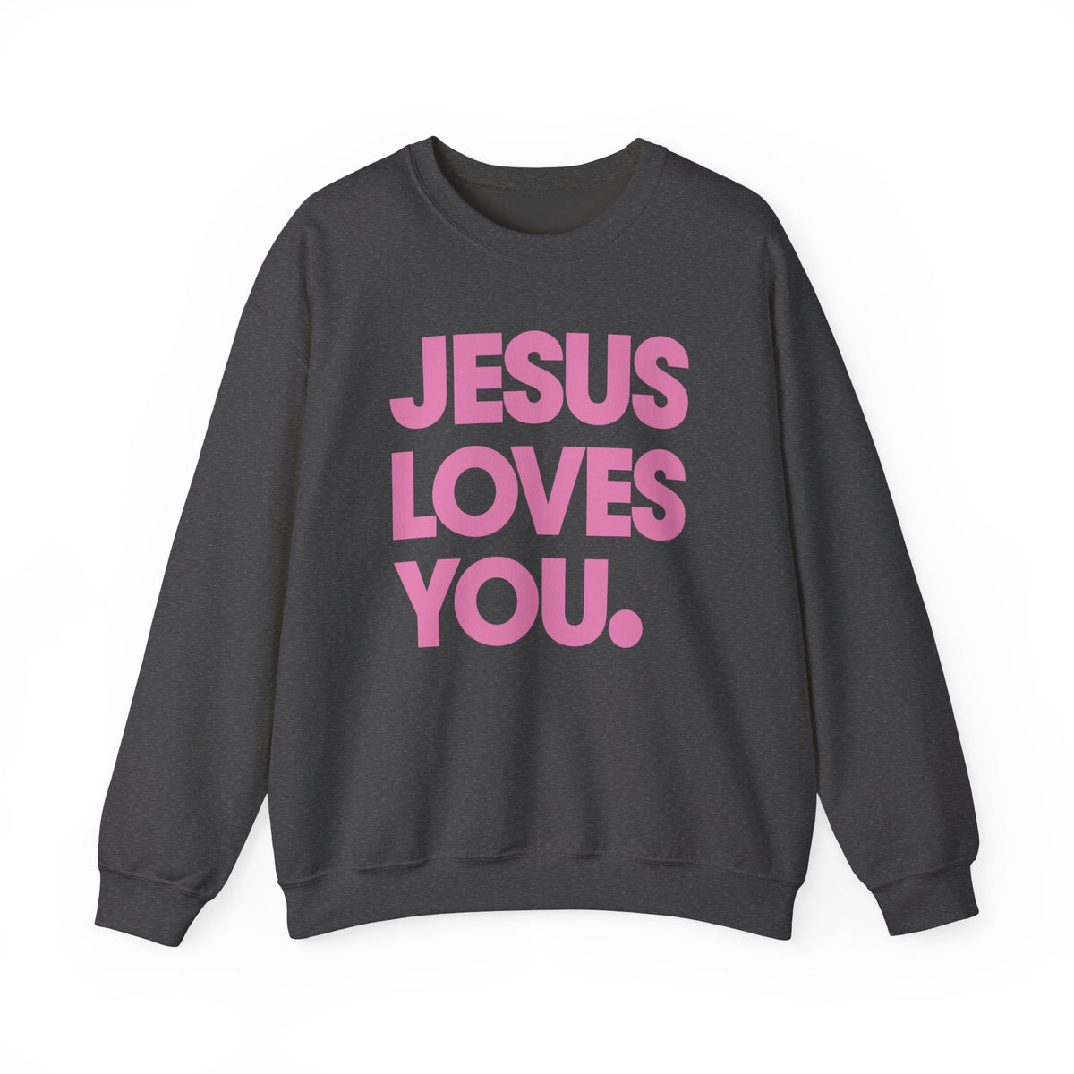 Jesus Loves You – Gildan Heavy Blend | Trendy Women’s and Men's Soft Sweatshirt. Direct to Garment. Printed & Shipped in the USA. Unisex Sizes.