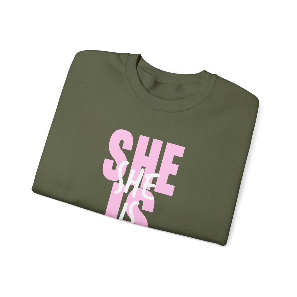 She Is Worthy – Gildan Heavy Blend | Trendy Women’s Soft Sweatshirt. Direct to Garment. Printed & Shipped in the USA. Unisex Sizes.
