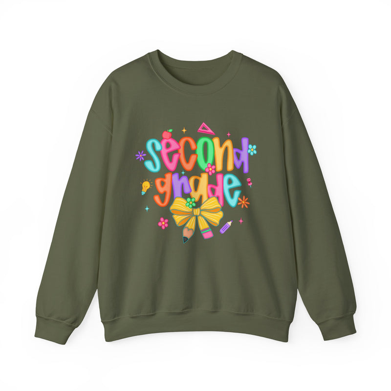 Coquette Second Grade Pencil Bow – Gildan Heavy Blend | Trendy Women’s Soft Sweatshirt. Direct to Garment. Printed & Shipped in the USA. Unisex Sizes.