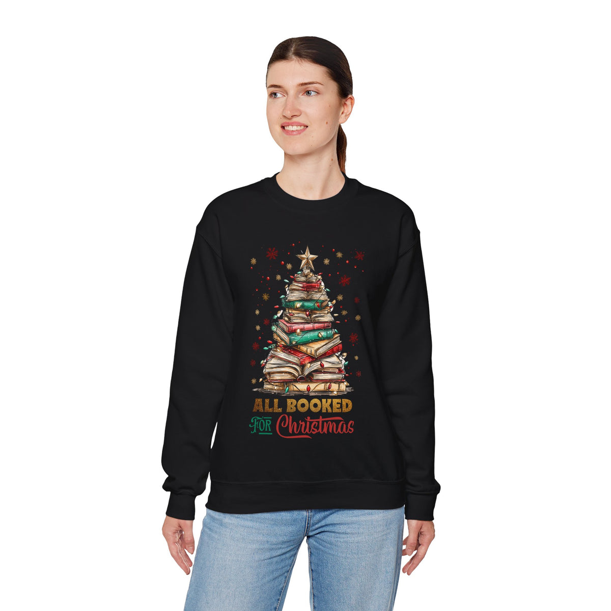 All Booked For Christmas – Gildan Heavy Blend | Trendy Women’s Soft Sweatshirt. Direct to Garment. Printed & Shipped in the USA. Unisex Sizes.