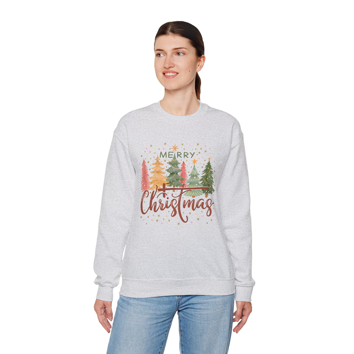 Merry ChrisTmas - Christian Faith – Gildan Heavy Blend | Trendy Women’s Soft Sweatshirt. Direct to Garment. Printed & Shipped in the USA. Unisex Sizes.