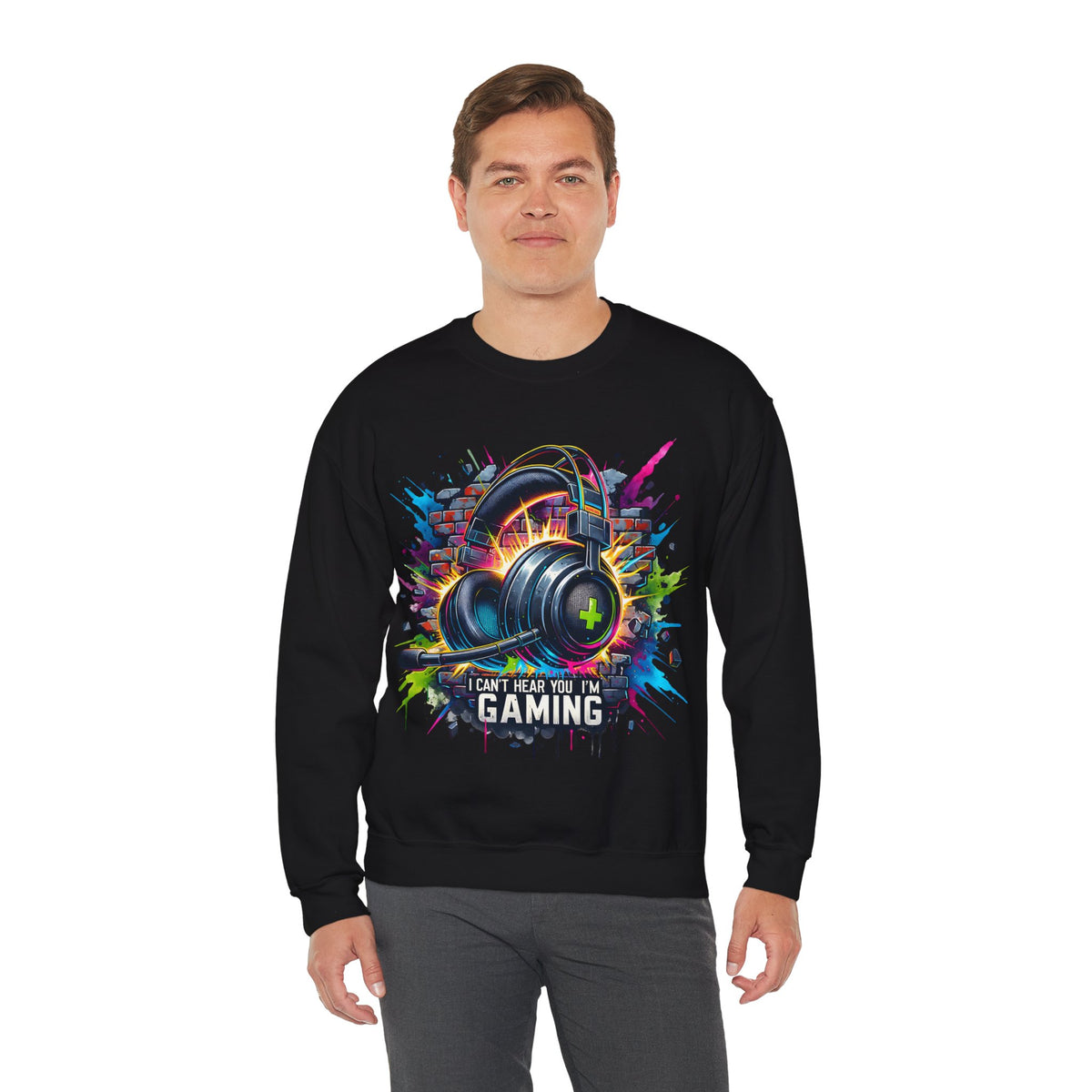 Gaming Headset I Can't Hear You, I'm Gaming – Gildan Heavy Blend | Trendy Women’s and Men's Soft Sweatshirt. Direct to Garment. Printed & Shipped in the USA. Unisex Sizes.