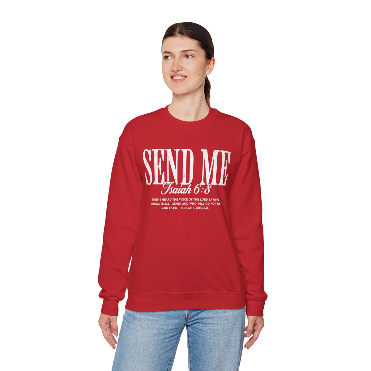 Send Me, Vintage - Faith – Gildan Heavy Blend | Trendy Women’s and Men's Soft Sweatshirt. Direct to Garment. Printed & Shipped in the USA. Unisex Sizes.
