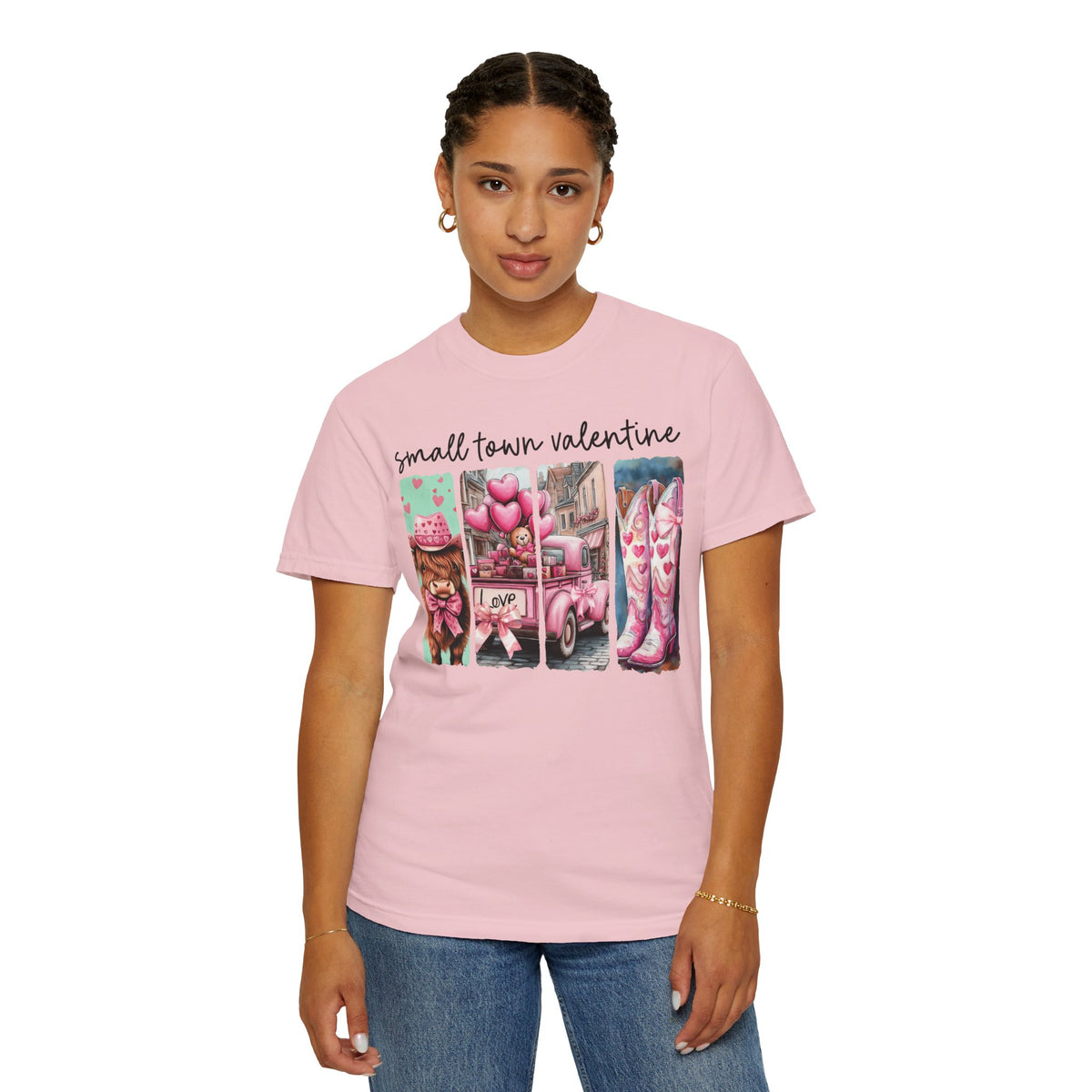 Small Town Valentine - Comfort Colors | Trendy Women's T-Shirt. Direct to Garment. Printed & Shipped in the USA. Unisex Sizes.