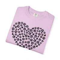 Dog Paw Heart - Comfort Colors | Trendy Women's T-Shirt. Direct to Garment. Printed & Shipped in the USA. Unisex Sizes.