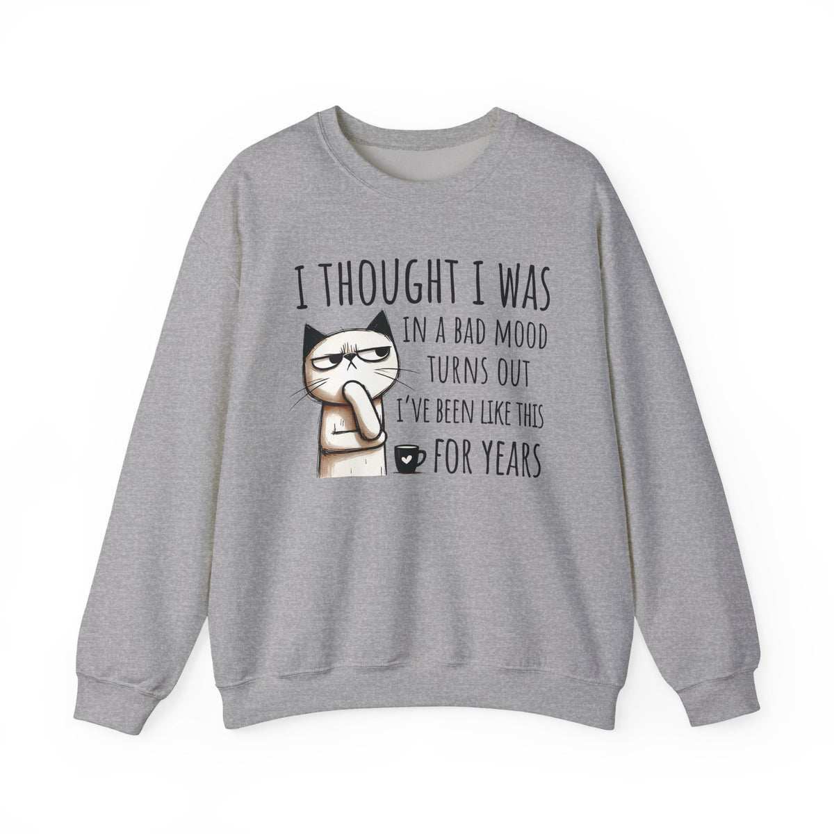 I Thought I Was In A Bad Mood, Grumpy Cat – Gildan Heavy Blend | Trendy Men's and Women’s Soft Sweatshirt. Direct to Garment. Printed & Shipped in the USA. Unisex Sizes.