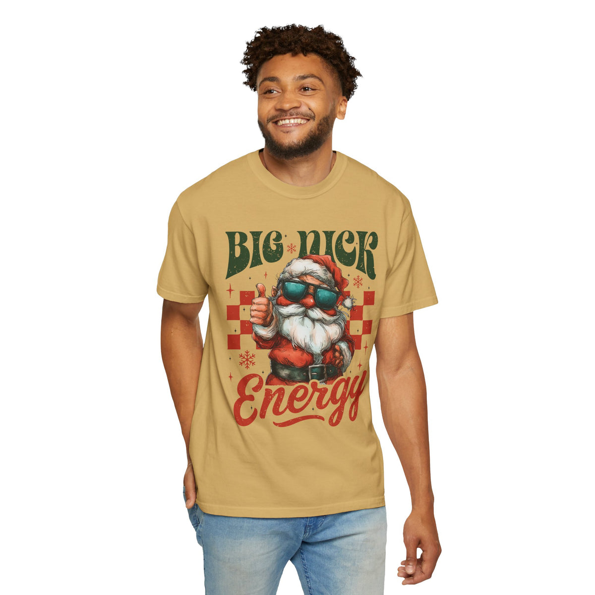 Big Nick Energy - Retro Santa Thumbs Up  - Comfort Colors | Trendy Women's T-Shirt. Direct to Garment. Printed & Shipped in the USA. Unisex Sizes.