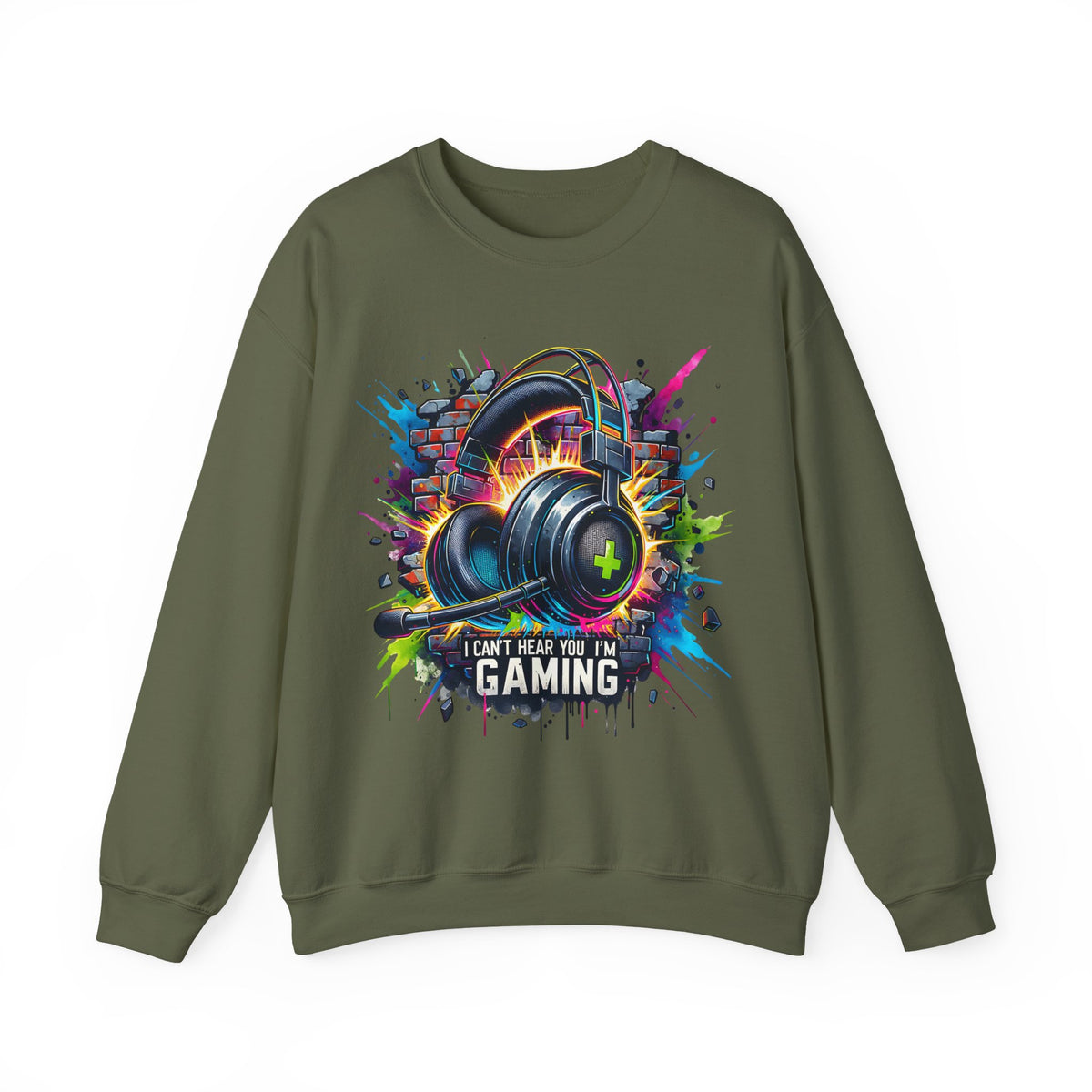 Gaming Headset I Can't Hear You, I'm Gaming – Gildan Heavy Blend | Trendy Women’s and Men's Soft Sweatshirt. Direct to Garment. Printed & Shipped in the USA. Unisex Sizes.