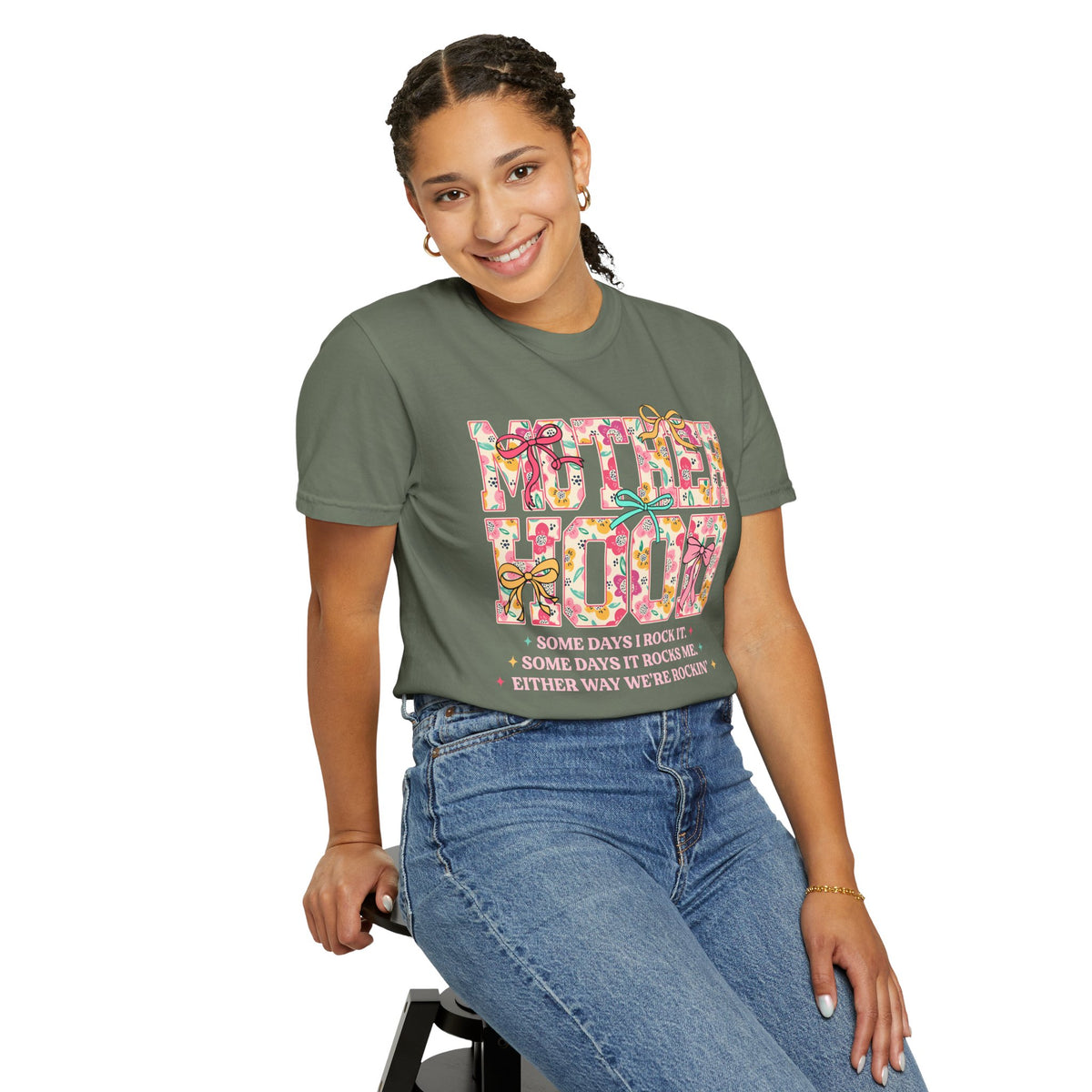 Motherhood - Comfort Colors | Trendy Women's T-Shirt. Direct to Garment. Printed & Shipped in the USA. Unisex Sizes.