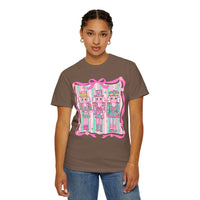 Coquette Pastel Christmas Nutcracker Trio Pink and Green - Comfort Colors | Trendy Women's T-Shirt. Direct to Garment. Printed & Shipped in the USA. Unisex Sizes.