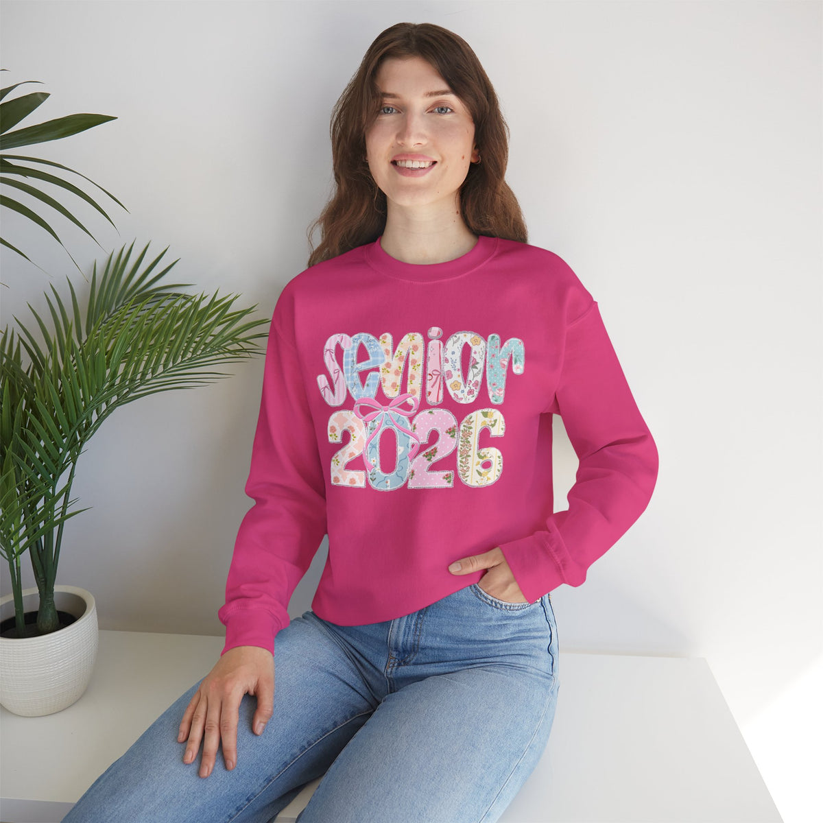 Class of 2026 Senior - Pink Coquette Bow – Gildan Heavy Blend | Trendy Women’s Soft Sweatshirt. Direct to Garment. Printed & Shipped in the USA. Unisex Sizes.