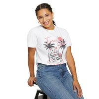 Feral Girl Summer, Possum on a Beach - Comfort Colors | Trendy Women's T-Shirt. Direct to Garment. Printed & Shipped in the USA. Unisex Sizes.