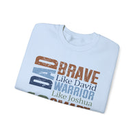 He is Dad: Brave, Warrior, Smart, Wise, Christian Father - Bible Faith – Gildan Heavy Blend | Trendy Men's Soft Sweatshirt. Direct to Garment. Printed & Shipped in the USA. Unisex Sizes.