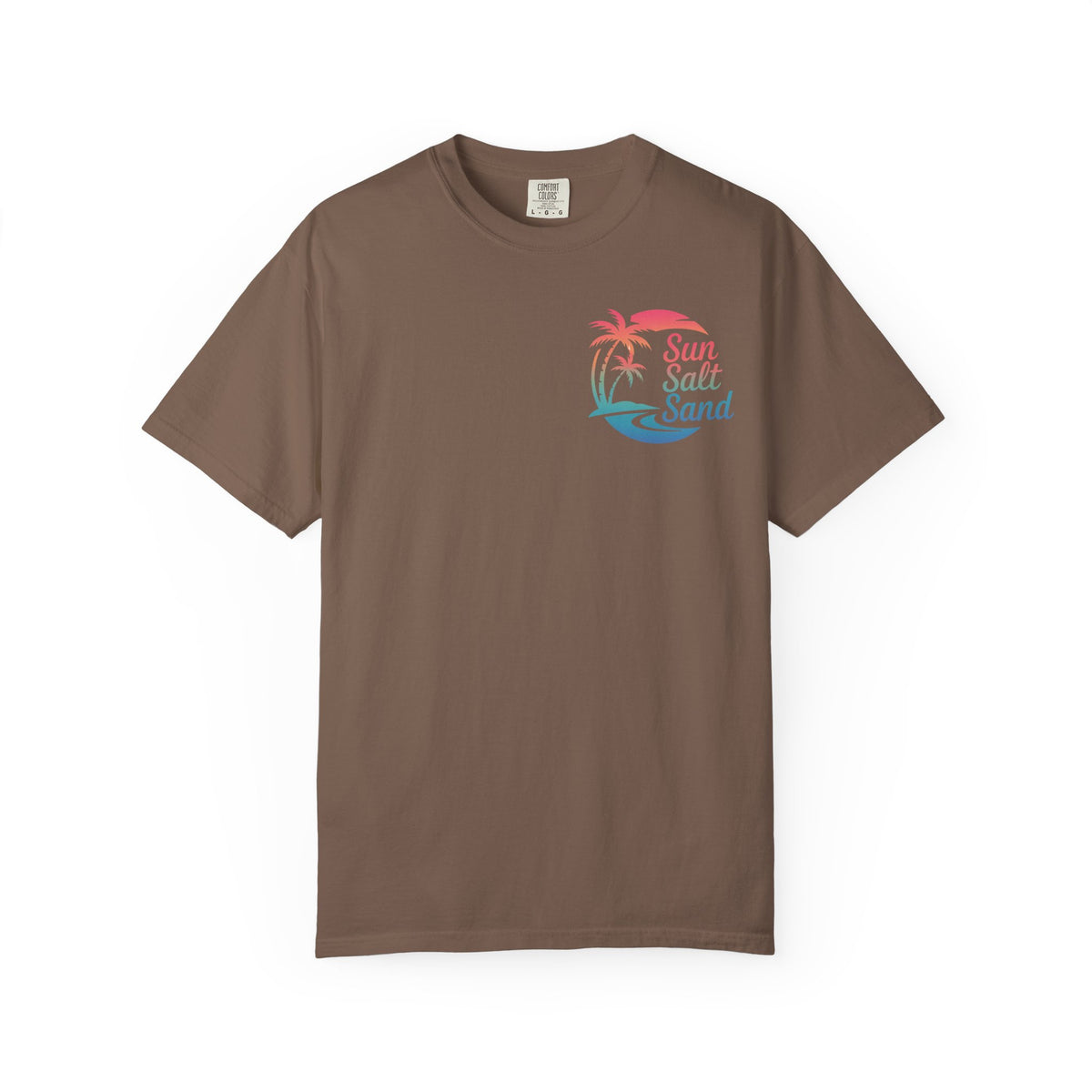 Sun Salt Sand, Beach Sunset - Front & Back Print - Comfort Colors | Trendy Women's and Men's T-Shirt. Direct to Garment. Printed & Shipped in the USA. Unisex Sizes.