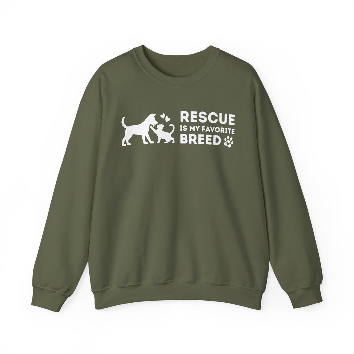 Rescue Is My Favorite Breed *This Shirt Saves Lives* – Gildan Heavy Blend | Trendy Men's and Women’s Soft Sweatshirt. Direct to Garment. Printed & Shipped in the USA. Unisex Sizes.
