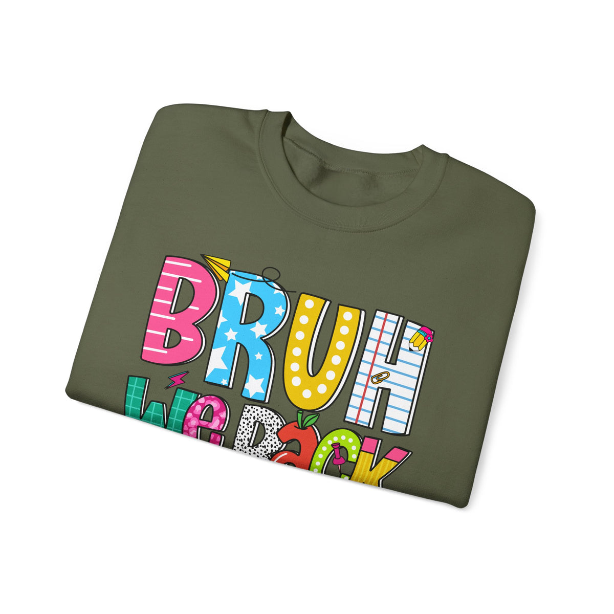 Bruh We Back - Gift For Teachers – Gildan Heavy Blend | Trendy Women’s and Men's Soft Sweatshirt. Direct to Garment. Printed & Shipped in the USA. Unisex Sizes.